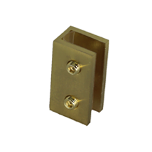 A Glass-to-Wall/Floor U Clamp in 25mm x 50mm in Brushed Gold